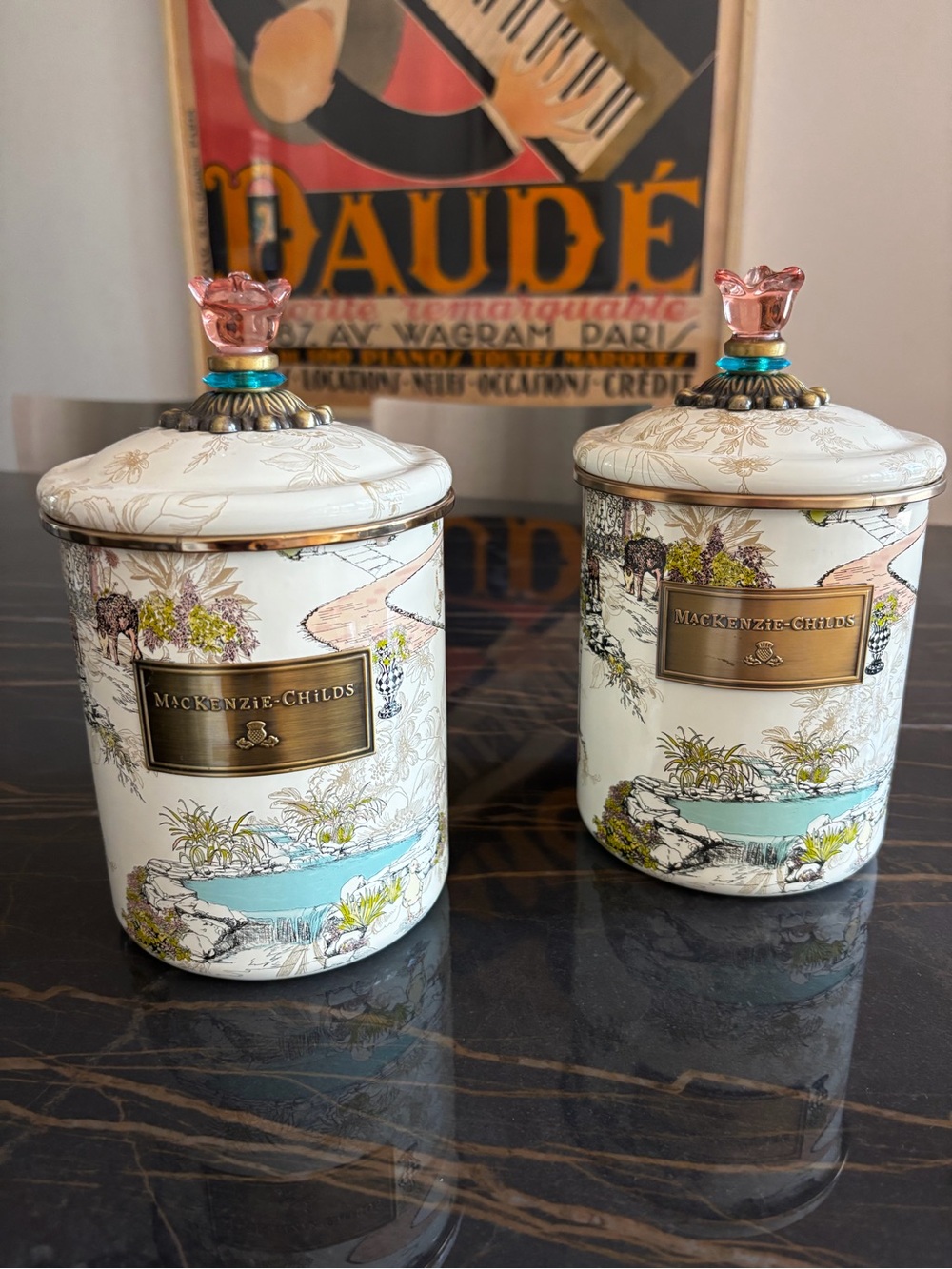 Mackenzie Childs Retired Aurora Canisters Set of 2